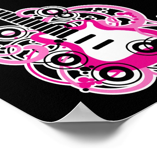 Roze Guitar Rock Star Sweet 16 Banner Poster (Hoek)