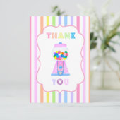Roze Gumball Machine en Rainbow Stripes Note Kaart (Staand voorkant)