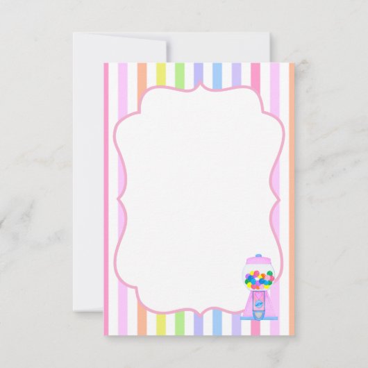Roze Gumball Machine en Rainbow Stripes Note Kaart (Achterkant)
