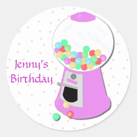 Roze Gumball Machine Party Sticker (Voorkant)