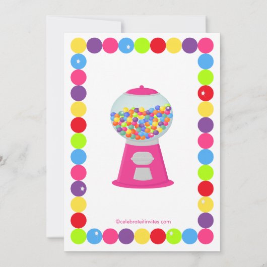 Roze Gumballs Snoep Bash Birthday Party Invitation Kaart (Achterkant)