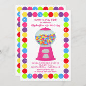 Roze Gumballs Snoep Bash Birthday Party Invitation Kaart (Voorkant / Achterkant)