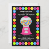 Roze Gumballs Snoep Birthday Party Invitation Kaart (Voorkant)
