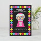 Roze Gumballs Snoep Birthday Party Invitation Kaart (Staand voorkant)