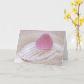 Roze gumdrop van het zeeglas kaart (Gele Bloem)