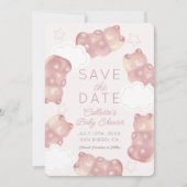 Roze Gummy Bear Babyshower Save the Date Kaart (Voorkant)