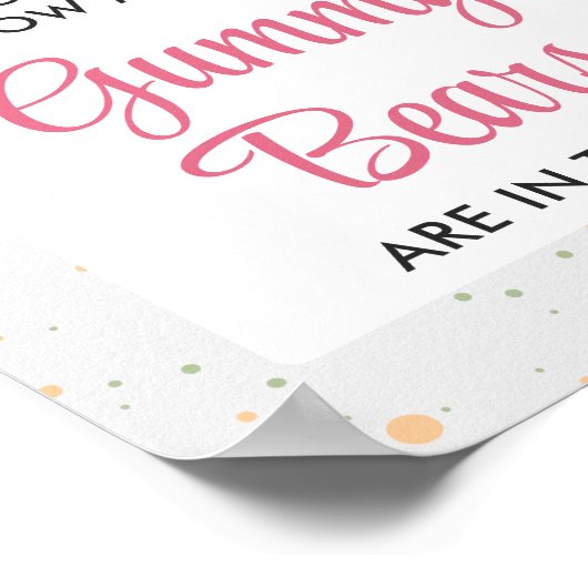 Roze Gummy Beer Gissen Spel Meisje Baby shower Poster (Hoek)