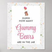 Roze Gummy Beer Gissen Spel Meisje Baby shower Poster (Voorkant)