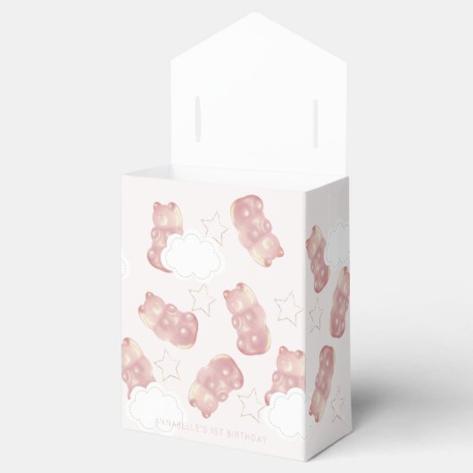 Roze Gummy Beer Meisje Verjaardag Bedankdoosjes (Geopend)