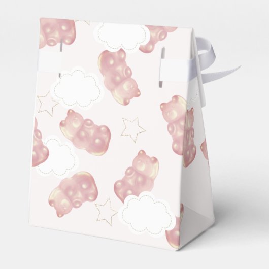 Roze Gummy Beer Meisje Verjaardag Bedankdoosjes (Achterkant)