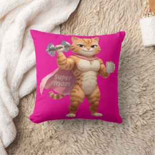 Roze Gym Cat Kussen – Mooie Fitness Decoratie