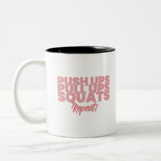 Roze gym instructies tweekleurige koffiemok