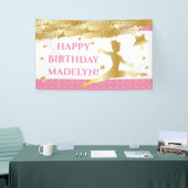 Roze Gymnast Gymnastiek Gelukkig Verjaardagsmeisje Spandoek (Beurs)