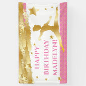 Roze Gymnast Gymnastiek Gelukkig Verjaardagsmeisje Spandoek (Verticaal)