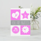 Roze gymnastiek 4 Squares Party Invitation Kaart (Staand voorkant)