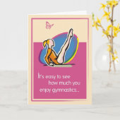 Roze Gymnastiek Gefeliciteerd Kaart (Gele Bloem)