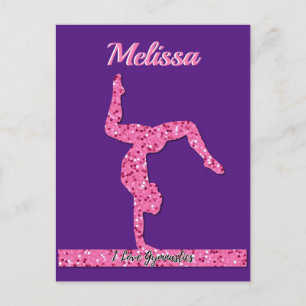 Roze Gymnastiek Meisje Sparkle Balance Beam Briefkaart