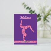 Roze Gymnastiek Meisje Sparkle Balance Beam Briefkaart (Staand voorkant)