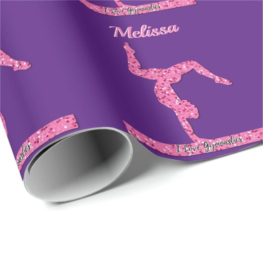 Roze Gymnastiek Meisje Sparkle Balance Beam Cadeaupapier (Rol Hoek)
