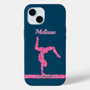 Roze Gymnastiek Meisje Sparkle Balance Beam iPhone 15 Case