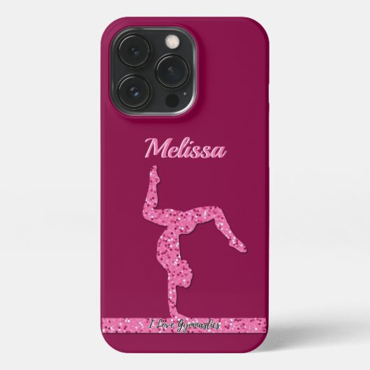 Roze Gymnastiek Meisje Sparkle Balance Beam iPhone Hoesje (Achterkant)