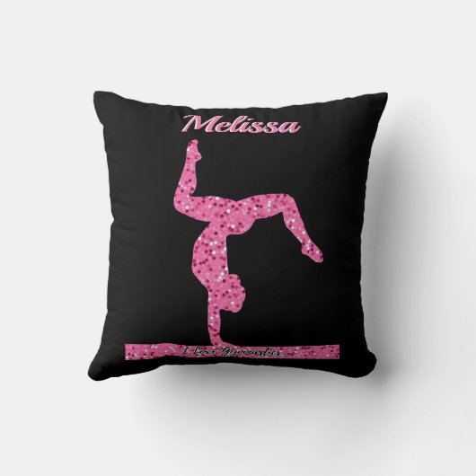 Roze Gymnastiek Meisje Sparkle Balance Beam Kussen (Achterkant)