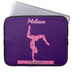 Roze Gymnastiek Meisje Sparkle Balance Beam Laptop Sleeve