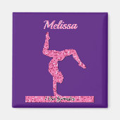 Roze Gymnastiek Meisje Sparkle Balance Beam Magneet (Voorkant)
