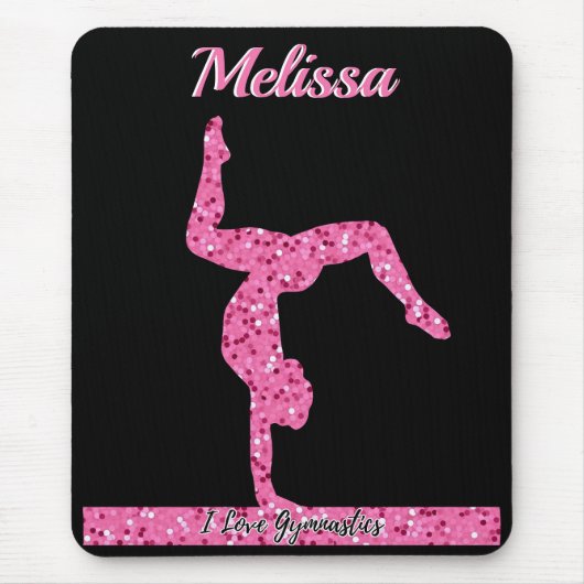 Roze Gymnastiek Meisje Sparkle Balance Beam Muismat (Voorkant)