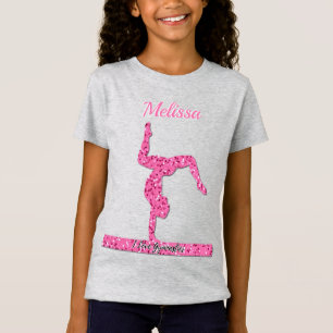 Roze Gymnastiek Meisje Sparkle Balance Beam T-shirt