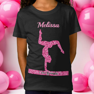 Roze Gymnastiek Meisje Sparkle Balance Beam T-shirt