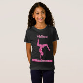 Roze Gymnastiek Meisje Sparkle Balance Beam T-shirt (Voorkant volledig)