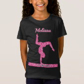 Roze Gymnastiek Meisje Sparkle Balance Beam T-shirt (Voorkant)