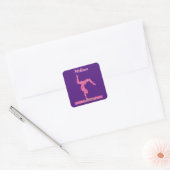 Roze Gymnastiek Meisje Sparkle Balance Beam Vierkante Sticker (Envelop)