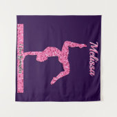 Roze Gymnastiek Meisje Sparkle Balance Beam Wandkleed (Voorkant (horizontaal))