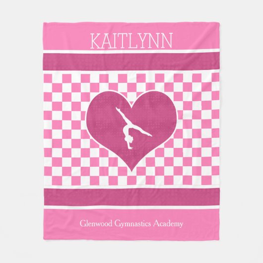  roze Gymnastiek met monogram Fleece Deken (Voorkant)