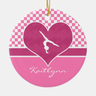 roze Gymnastiek met monogram Keramisch Ornament