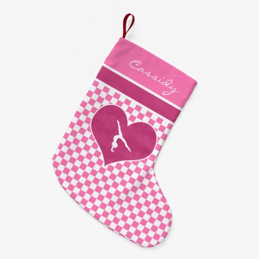 roze Gymnastiek met monogram Kleine Kerstsok (Voorkant (Hangend))