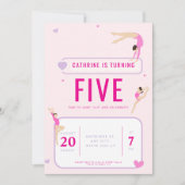 Roze Gymnastiek Verjaardagsfeest Kaart (Voorkant)