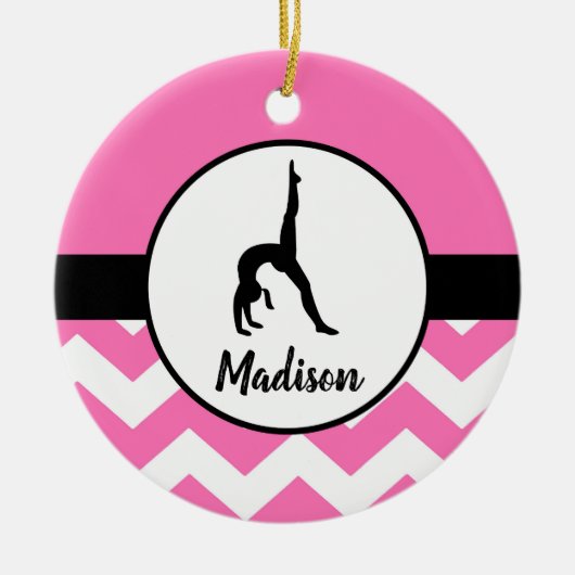 Roze gymnastiekornament keramisch ornament (Voorkant)