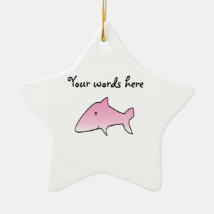 Roze haai keramisch ornament