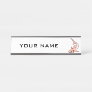 roze haai week cartoon tatoeage kunst oceaan dier bureau naambordje