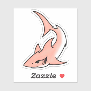 roze haai week cartoon tatoeage kunst oceaan dier sticker