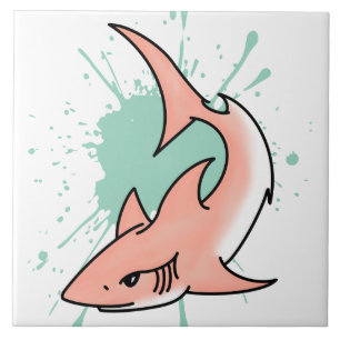 roze haai week cartoon tatoeage kunst oceaan dier tegeltje