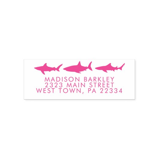 Roze haaien Leuke Kind retour adres stempel (Design)