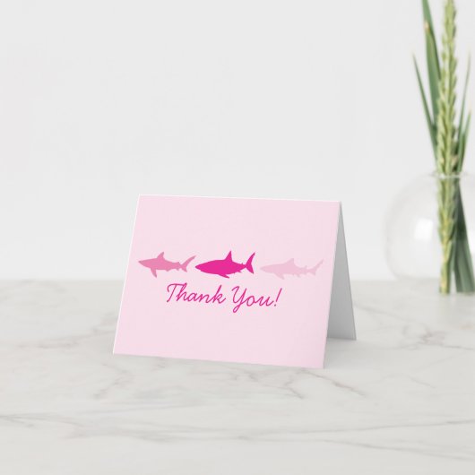 Roze Haaien Moppige Kinderen Bedankt Briefkaarten (Voorkant)