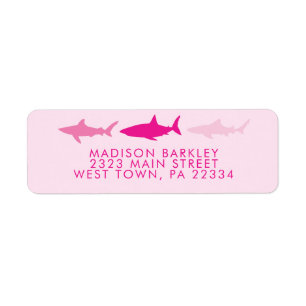 Roze haaien Stomme het Etiket van het Adres van de