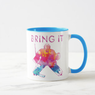 Roze haalt het hockey Goalie Waterverf Colorful Mok