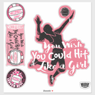 Roze haar als een meisje Volleyball Sticker