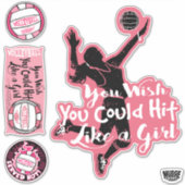 Roze haar als een meisje Volleyball Sticker (Voorkant)